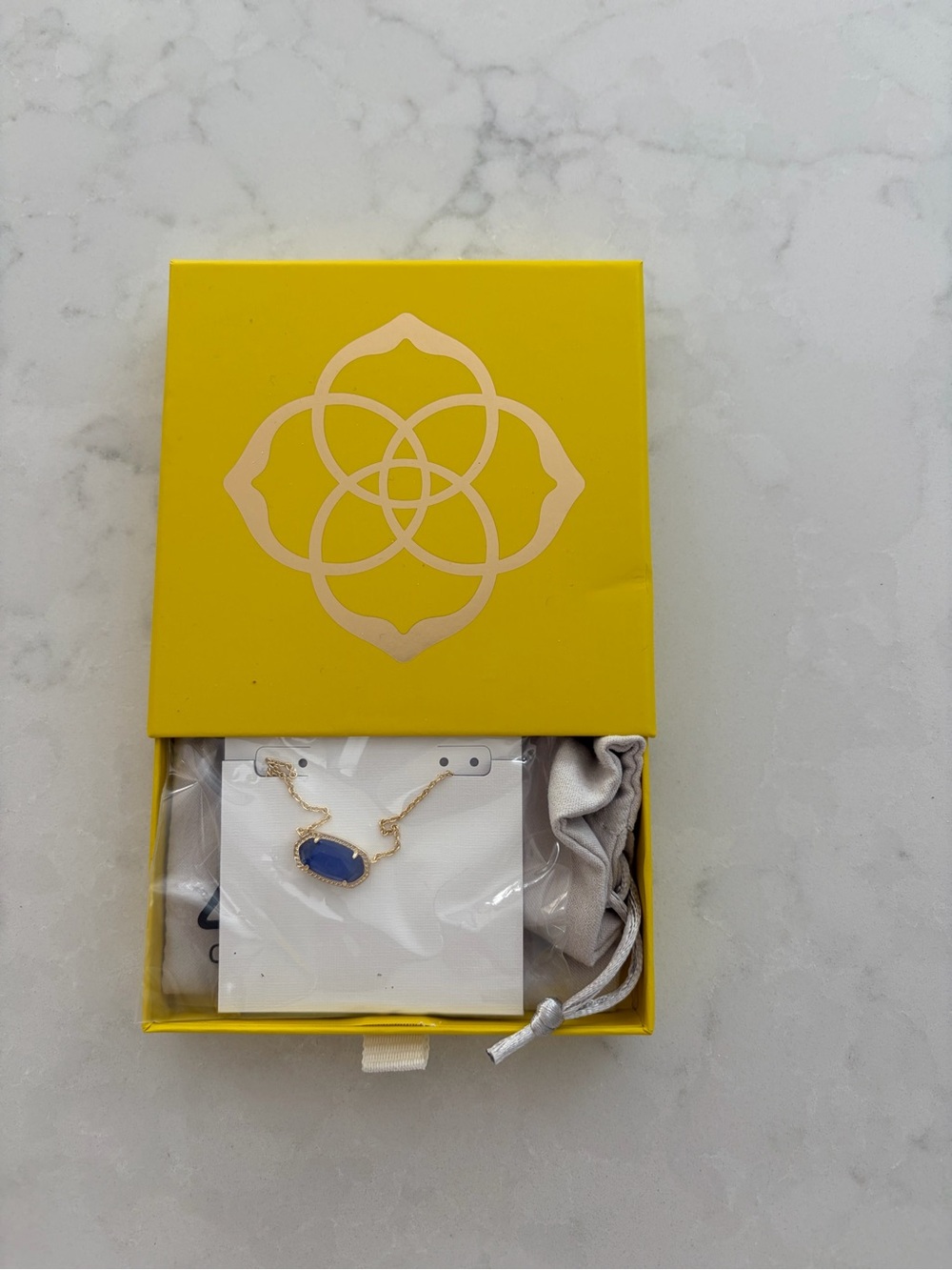 Kendra Scott Gold Necklace with Blue Oval Stone